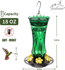 Charming Green 18 OZ Hummingbird Feeder with 6 Feeding Ports & Built-in Ant Moat