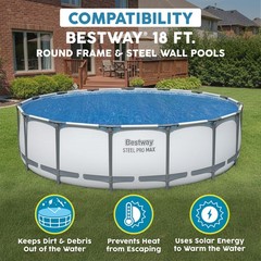 Bestway Round Solar Pool Cover for 18′ Frame & Steel Wall Above Ground Pools