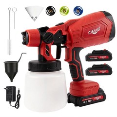 With 2 Batteries High Pressure Cordless Paint Sprayer Electric HVLP Spray Gun.