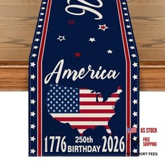 United States America 250th Flag Table Runner, with Honor and Respect