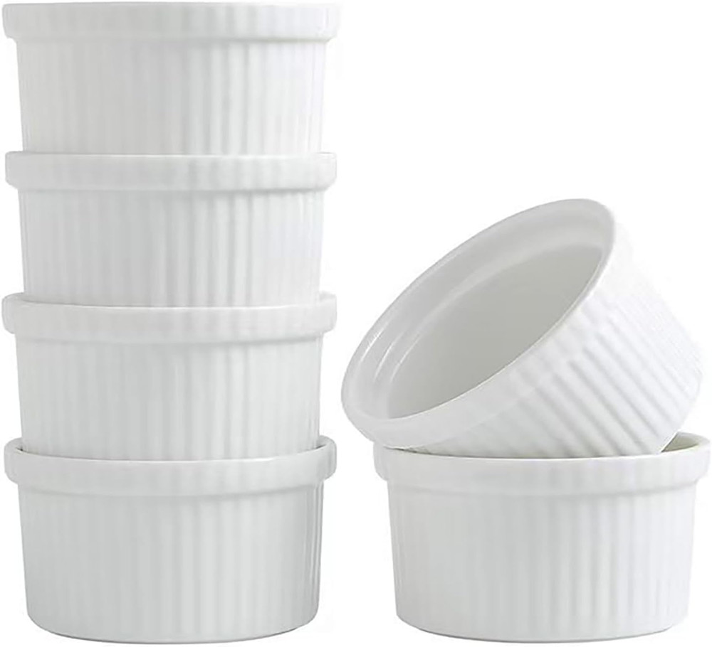 Ramekins 8 Oz Oven Safe – Baking Bowls Set of 6, Ceramic Creme Brulee Ramekins,