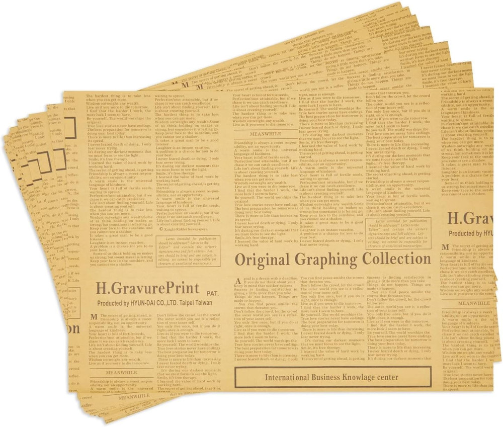 Brown Wrapping Paper Sheets Newspaper Print – 12 Pack, 27.75 X 19.75 in – Vintag