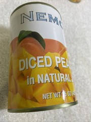 LOT of 9 Nemco Diced Peaches Natural Juice, 15oz EA , 07/09/2028. ( T791)