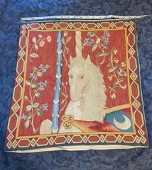 19×19 in Medieval Style Unicorn Jacquard Woven Tapestry Cushion Cover