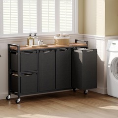 Laundry Sorter with 5 Sections, 45.5 Gal. (170 L) Laundry Hamper with Wheels and