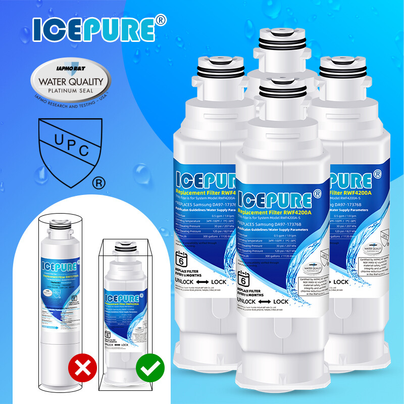 Fit For Samsung DA97-17376B HAF-QIN Refrigerator Water Filter 4 Pack Icepure