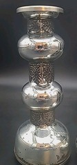 Pottery Barn Set Of 2 Madeline Candlestick Holders Mercury Glass Iron Silver