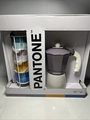 Pantone Italian Moka Pot Espresso Coffee Maker 6 Stackable Mugs Rack Set Purple