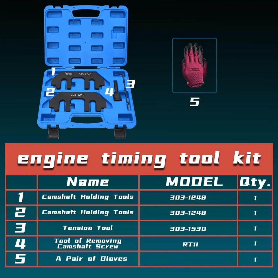 Yuesstloo Camshaft Holding Tool Kit with Tension Tool, 303-1248, Blue case