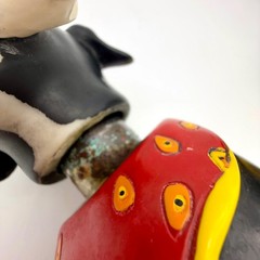 Vtg Allen Designs Bandana Dog Soap Dispenser Bone Red Scarf Resin 6.75in