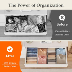 Lifewit 5″ High 5 Pack Drawer Dividers, 11.5″-18.5″ Adjustable Deep Drawer Organ