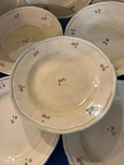 Terre Provence France RARE Stoneware Floral Round Plate Set 8 Must SEE Vtg