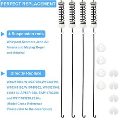 W10780048 W10821956 Suspension Rod Kit for Whirlpool Kenmore Washer 4Pcs