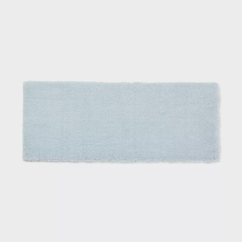 24″x60″ Spa Plush Bath Rug Light Blue – Threshold: Machine Washable, Tufted