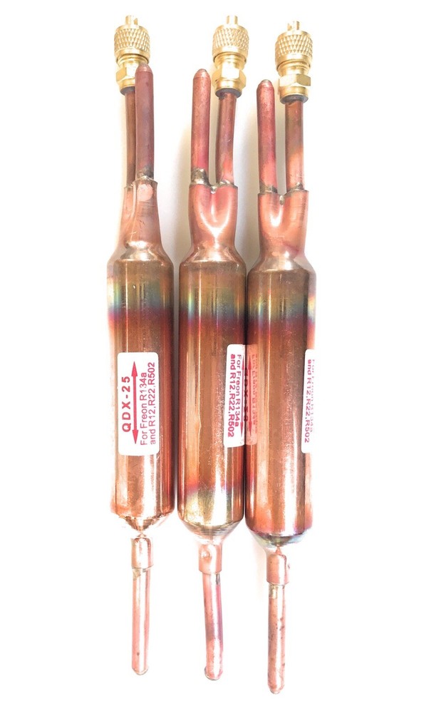 3PC FILTER DRIER REFRIGERANT LIQUID LINE WITH CHARGING VALVE 1/4 X 1/4  25 grams