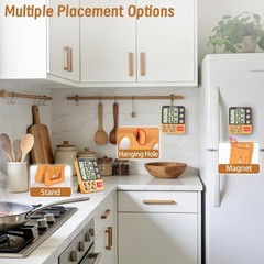 FCXJTU Digital Dual Triple Kitchen Timer, 3-Channel Orange