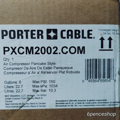 Porter-Cable PXCM2002, 6 Gallon 150 PSI Electric Pancake Air Compressor