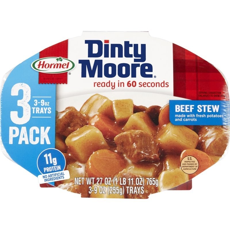 DINTY MOORE beef stew shelf-Stable 12 Grams protein 9 oz Plastic Microwaveable..