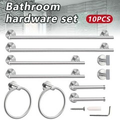 10 PCS Brushed Nickel Bathroom Hardware Towel Bar Set Bathroom Accessories Set