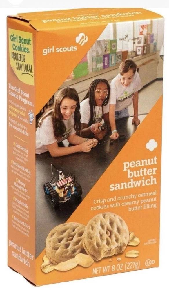 Girl Scouts 8 oz PEANUT BUTTER SANDWICH Oatmeal Cookies ** BB 9/2026 **
