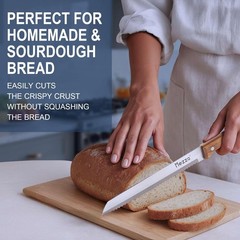 Mezzo Serrated Bread Knife for Homemade Bread, High Carbon Steel Sourdough Knife