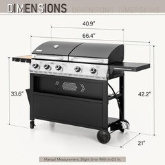 Propane Gas Griddle and Grill Combo BBQ Grill with Flat Top Griddle ,696 SQIN