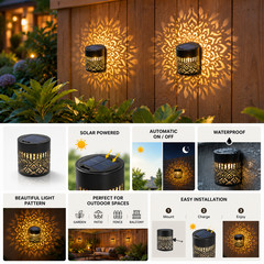 Solar Mandala Mosaic Lights 7 Color Changing Outdoor Solar Fence Decor Lamp
