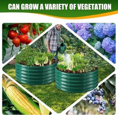 17-Inch Tall Green Metal Raised Garden Bed 3.3Ft Diameter Rust-Resistant