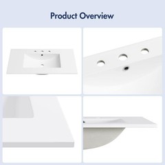 Eridanus Tucson 36″x18″ Vitreous China Vanity Top White Single Sink 3-Hole 8″