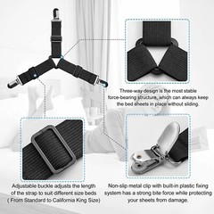 4 Bed Sheet Fasteners Adjustable Elastic Suspenders Straps Mattress Covers Clips