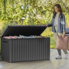 Keter 170 Gal. Resin Deck Box Large Indoor/Outdoor Storage, Graphite