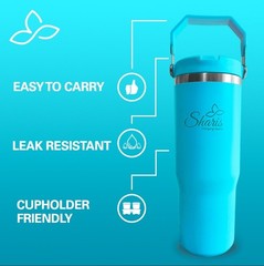 SHARIS Tumbler with Top Handle-Tumbler with Flip Straw-Insulated water bottle
