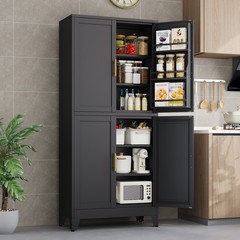 74.8″ H Metal Pantry Cabinet, Adjustable Shelves, Cupboard for Kitchen & Dining