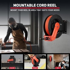 Retractable Air Hose Reel 3/8 IN x 65 FT Hybrid Enclosed Air Hose 300 PSI