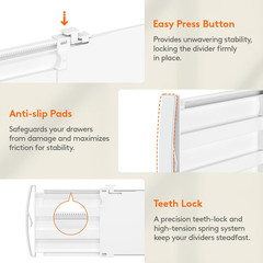 Lifewit 5″ High 5 Pack Drawer Dividers, 11.5″-18.5″ Adjustable Deep Drawer Organ