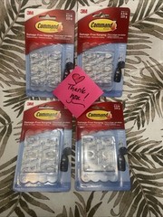 (Lot of 4) Command Mini Hooks Holds 0.5 Lb – #17006CLR-6 Hooks 8 Strips Ea. Pack