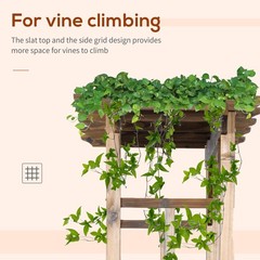 7 ft Natural Wooden Backyard Pergola w/ Side Panel for Climbing Vines