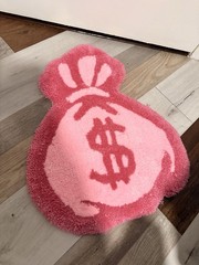 Pink Money Bag Door Mat, Non-Slip Backing, Polyester, 24 x 20 in CUSTOM MADE
