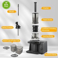 Cold Press Juicer with 5.3″ Feed Chute, 28oz Capacity, 43 RPM