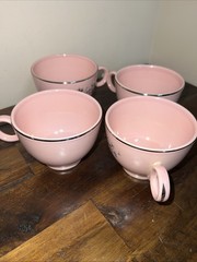 TAYLOR SMITH & TAYLOR DWARF PINE Pink 4 Pc Service Set Plates China Dishes VTG