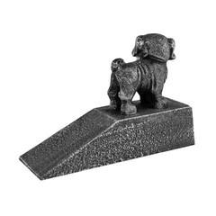 Pug Dog Doorstop Wedge Cast Iron Silver Antique Style Paperweight Figurine