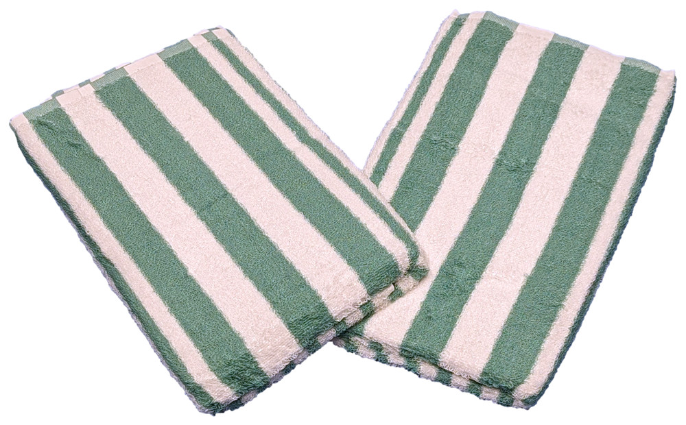 3 Piece – Hotel & Spa Pool Beach Towels 100% Ring Spun Cotton Jade/White Striped