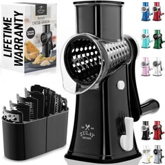 Manual Rotary Cheese Grater 5 Blade Shredder & Vegetable Slicer