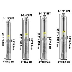 VEVOR Deep Well Submersible Pump Stainless Steel 3/0.5/1.5/2HP 230V 37GPM 640ft