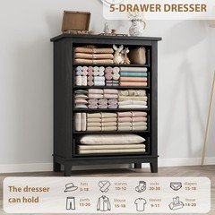 5 Drawer Dresser for Bedroom 41.3″ Wooden Closet Chest Storage Cabinet