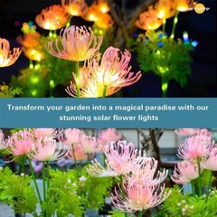 Solar Garden Lights Flower Outdoor Waterproof LED Flower Stake Lamp Yard Pink