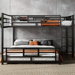 L Shaped Metal Twin over Full Size Bunk Bed
