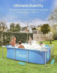Evajoy 85in x 23in x 59in Metal Frame Rectangular Swimming Pool Set