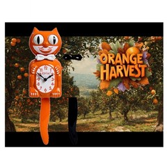 ORANGE HARVEST KIT CAT CLOCK 15.5″ Free Battery MADE IN USA Kit-Cat Klock NEW