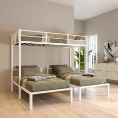 Twin Over Twin & Twin Triple Bunk Bed Platform Bed Frames For Kids Teens Adults